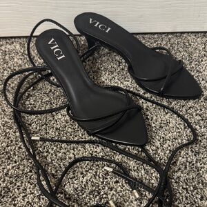 Vici Elegant Black Strappy Heels